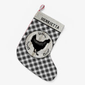 Rustic Farmhouse Chicken Hen Checker Pset Name Kleine Kerstsok (Voorkant (Hangend))