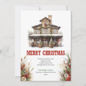 Rustic farmhouse Christmas greeting card printable Feestdagenkaart (Voorkant)