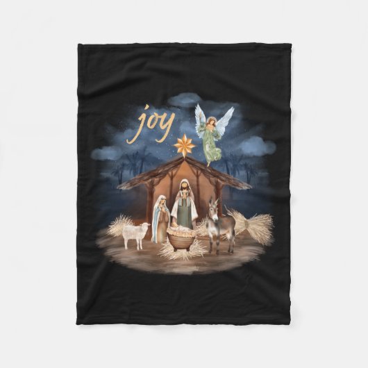 Rustic Farmhouse Christmas Joy Nativity  Fleece Deken (Voorkant)