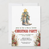 Rustic farmhouse Christmas party invitation Kaart (Voorkant)