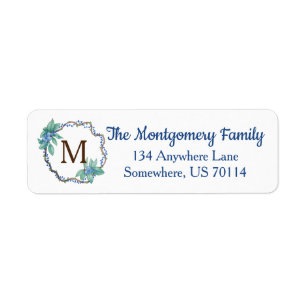 Rustic Farmhouse Country Blueberry Wreate Etiket