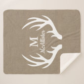Rustic Farmhouse Country Faux Burlap & Deer Antler Sherpa Deken (Voorkant (horizontaal))