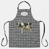 Rustic Farmhouse Cow Black and White Kitchen Name Schort (Voorkant)