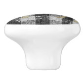 Rustic Farmhouse Cow Black in White Gingham Check Keramische Knop (Zijkant)