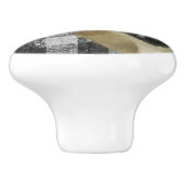 Rustic Farmhouse Cow Black in White Gingham Check Keramische Knop (Zijkant)