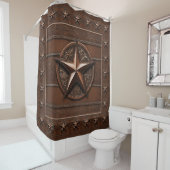 Rustic Farmhouse Cowboy Western Country Texas Star Douchegordijn (In situ)