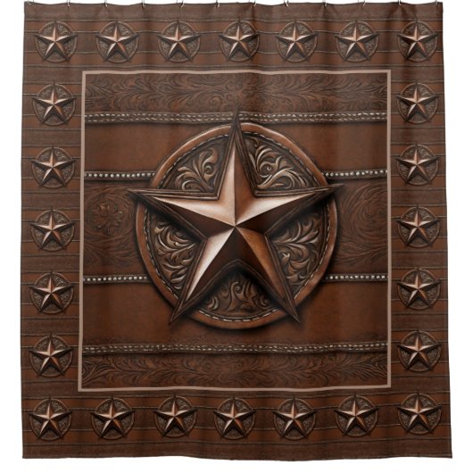 Rustic Farmhouse Cowboy Western Country Texas Star Douchegordijn (Voorkant)