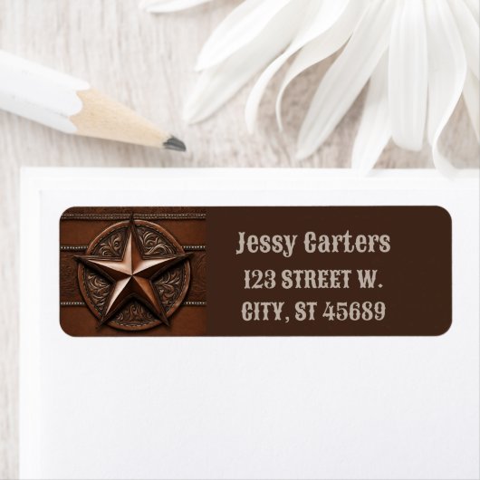 Rustic Farmhouse Cowboy Western Country Texas Star Etiket (Insitu)