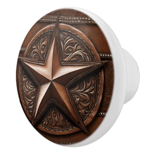 Rustic Farmhouse Cowboy Western Country Texas Star Keramische Knop (Rechts)