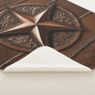Rustic Farmhouse Cowboy Western Country Texas Star Sherpa Deken