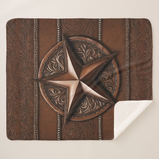 Rustic Farmhouse Cowboy Western Country Texas Star Sherpa Deken (Voorkant (horizontaal))