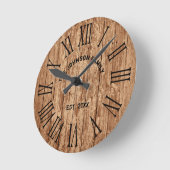 Rustic Farmhouse Dark Wood Familienaam Ronde Klok (Hoek)