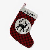Rustic Farmhouse Deer Red Buffalo Naam Kleine Kerstsok (Voorkant (Hangend))