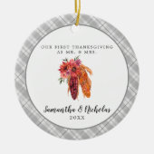 Rustic Farmhouse | Eerste Thanksgiving de heer Dhr Keramisch Ornament (Voorkant)