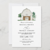 Rustic Farmhouse Elegant Barn QR Code Wedding Kaart (Voorkant)
