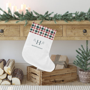 Rustic Farmhouse Familie Naam Monogram Grote Kerstsok