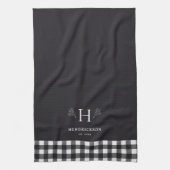 Rustic Farmhouse Familie Naam Monogram Theedoek (Verticaal)