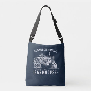 Rustic Farmhouse Family Name  Tractor Crossbody Tas