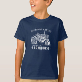 Rustic Farmhouse Family Name  Tractor T-shirt