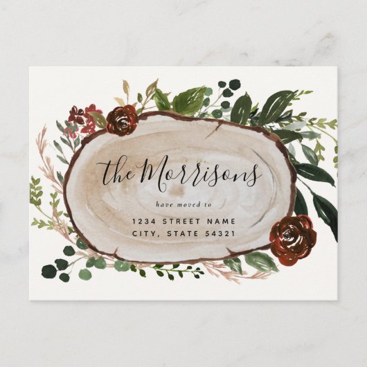 Rustic Farmhouse Floral Change of Address Briefkaart (Voorkant)