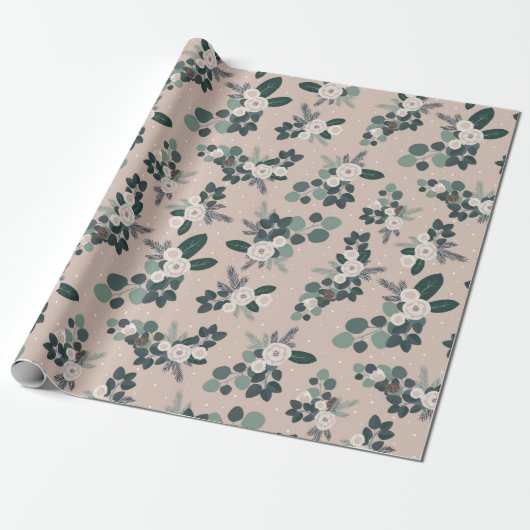 Rustic Farmhouse Floral Greenery Cadeaupapier (Uitgerold)