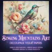 Rustic Farmhouse Floral Hummingbird Decoupage Tissuepapier