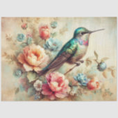 Rustic Farmhouse Floral Hummingbird Decoupage Tissuepapier (Voorkant)
