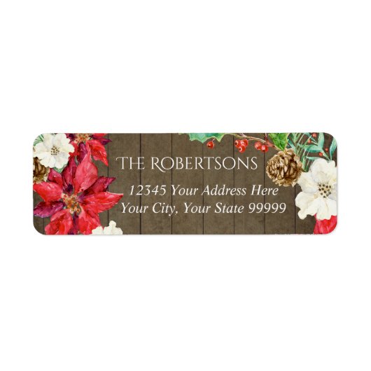 Rustic Farmhouse Floral Kerstmis | Retouradres Etiket (Voorkant)