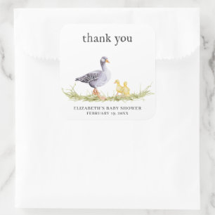 Rustic Farmhouse Gans Cadeautje voor babyfeest Vierkante Sticker