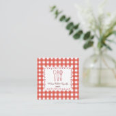 Rustic Farmhouse Gingham Bakery QR Code Vierkante Visitekaartje (Staand voorkant)