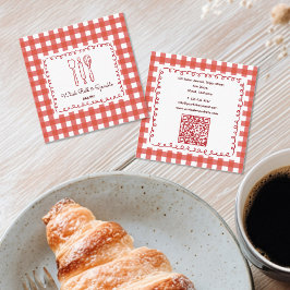 Rustic Farmhouse Gingham Bakery QR Code Vierkante Visitekaartje