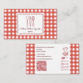 Rustic Farmhouse Gingham QR Code Bakery Visitekaartje (Voorkant / Achterkant)