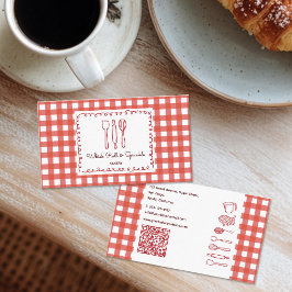 Rustic Farmhouse Gingham QR Code Bakery Visitekaartje