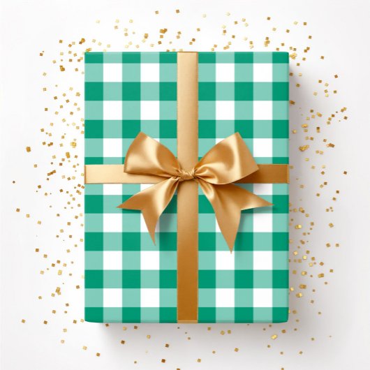 Rustic Farmhouse Green Checked Gingham Pattern Cadeaupapier