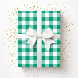 Rustic Farmhouse Green Checked Gingham Pattern Cadeaupapier