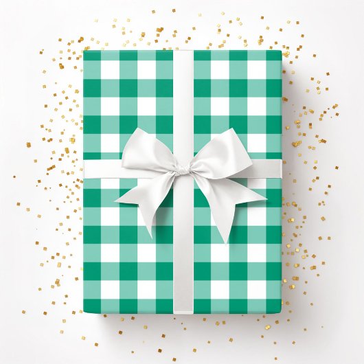 Rustic Farmhouse Green Checked Gingham Pattern Cadeaupapier