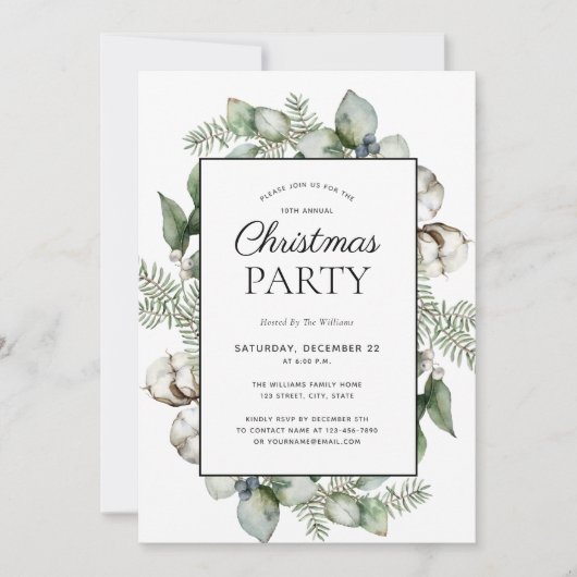 Rustic Farmhouse Greenery Kerstparty Kaart (Voorkant)