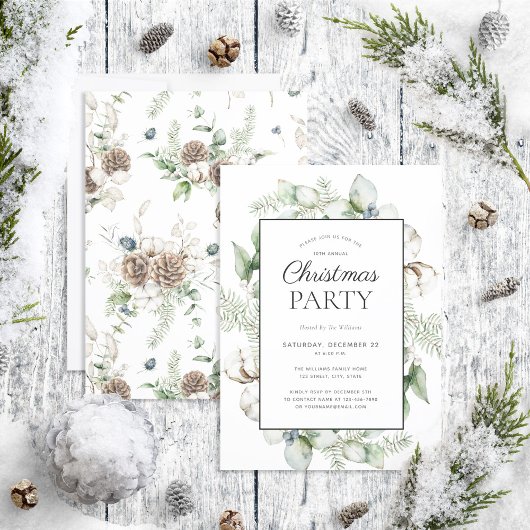 Rustic Farmhouse Greenery Kerstparty Kaart