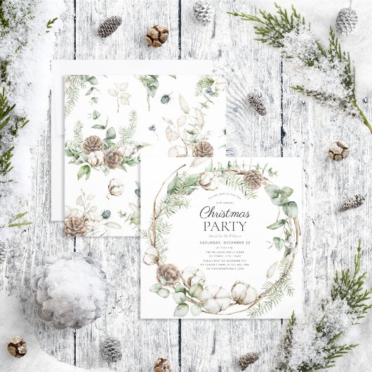 Rustic Farmhouse Greenery Wreath kerstparty Kaart