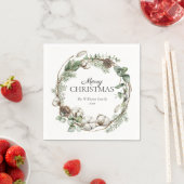 Rustic Farmhouse Greenery Wreath Merry Kerstmis Servet (Insitu)