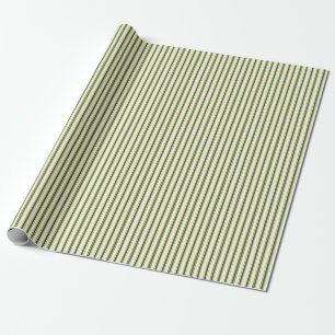 Rustic Farmhouse  GreenTicking Stripe Gift Cadeaupapier