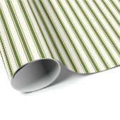 Rustic Farmhouse GreenTicking Stripe Gift Cadeaupapier (Rol Hoek)