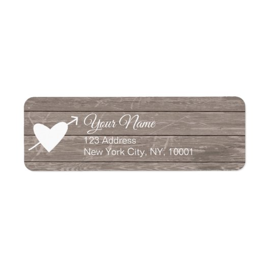 Rustic Farmhouse Heart Arrow Weathered Shiplap Etiket (Voorkant)