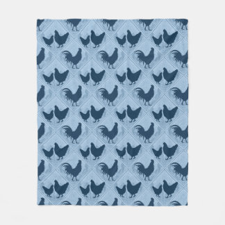 Rustic Farmhouse Hen Pattern – In Blue  Fleece Deken