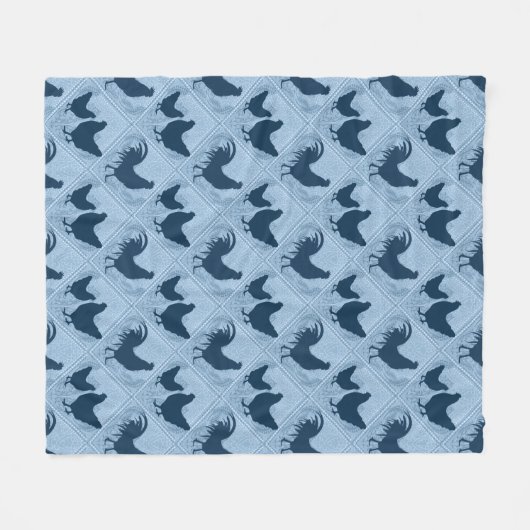Rustic Farmhouse Hen Pattern – In Blue Fleece Deken (Voorkant (Horizontaal))