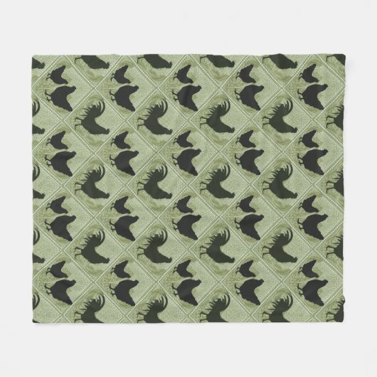 Rustic Farmhouse Hen Pattern – In Green Fleece Deken (Voorkant (Horizontaal))