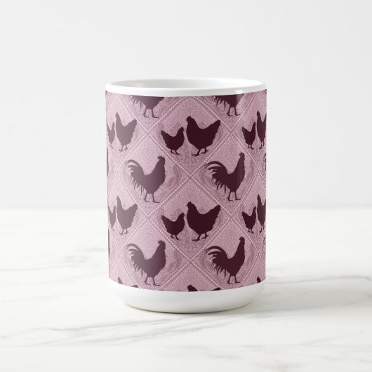 Rustic Farmhouse Hen Pattern – In Pink Koffiemok (Center)