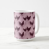 Rustic Farmhouse Hen Pattern – In Pink Koffiemok (Voorkant rechts)
