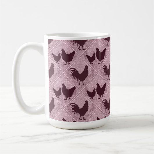 Rustic Farmhouse Hen Pattern – In Pink Koffiemok (Links)