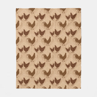 Rustic Farmhouse Hen Pattern – In Warm Brown  Fleece Deken